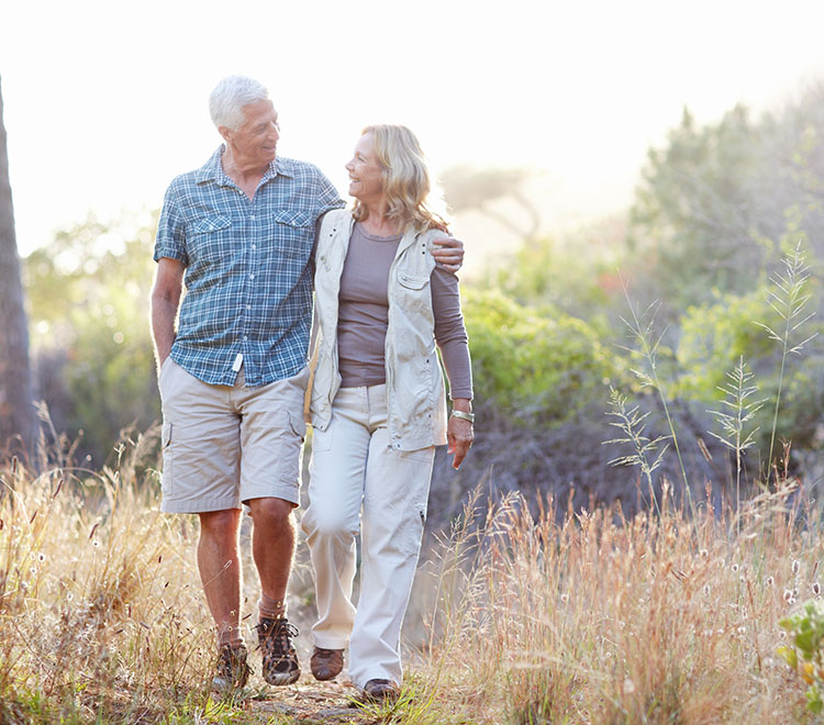 senior couple walking